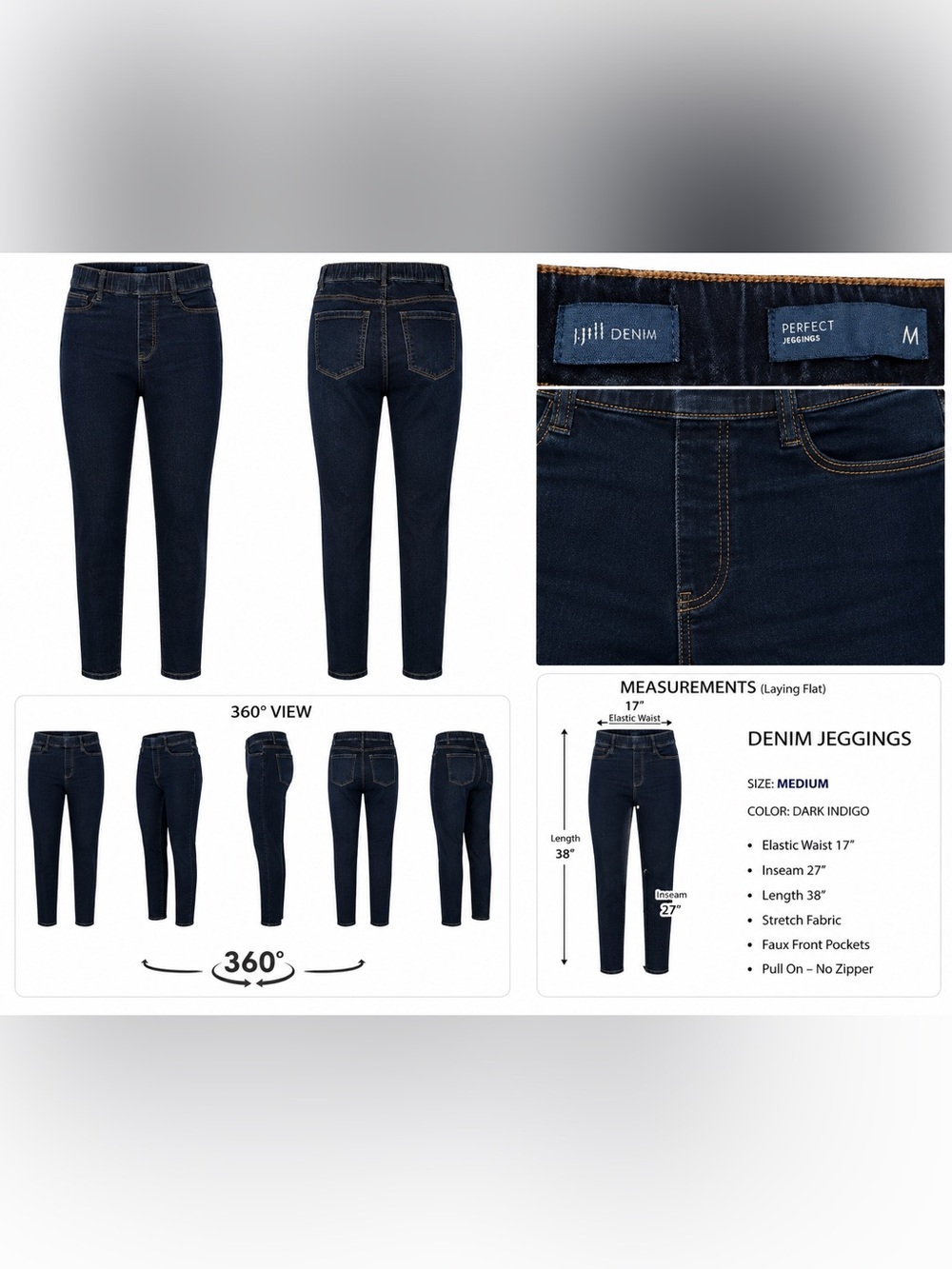 Like New - J Jill Denim Dark Wash Elastic Waist Jeggings Sz Med